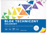 Blok techniczny A3, kolorowy, 160g, 10 kartek, Interdruk
